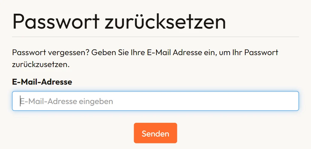 Kundencenter: Passwort zurücksetzen
