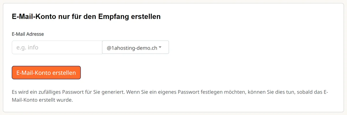 Cpanel: E-Mail-Konto nur für den Empfang erstellen