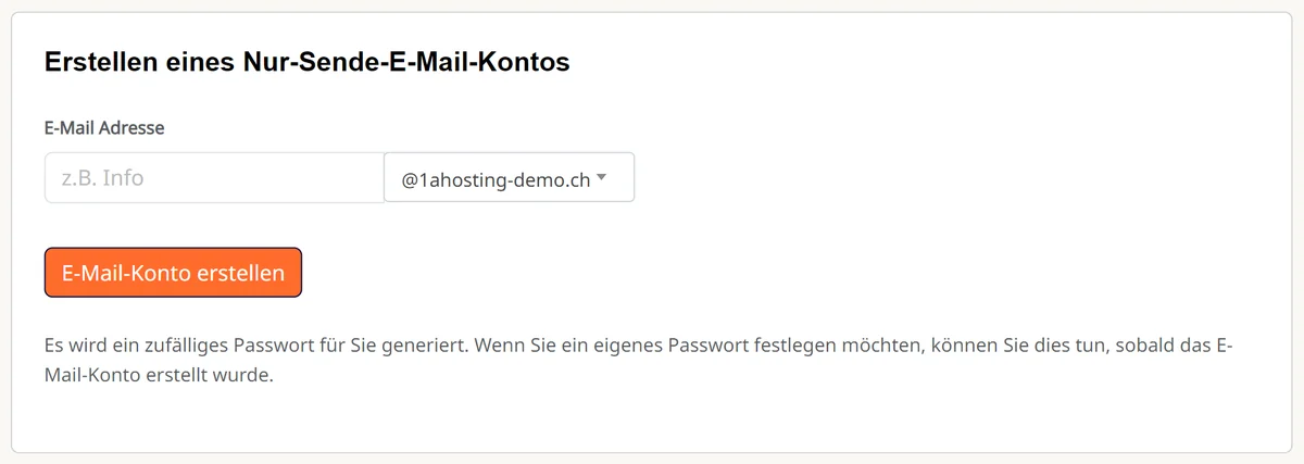 Cpanel: Nur-Sende-E-Mail-Konto erstellen