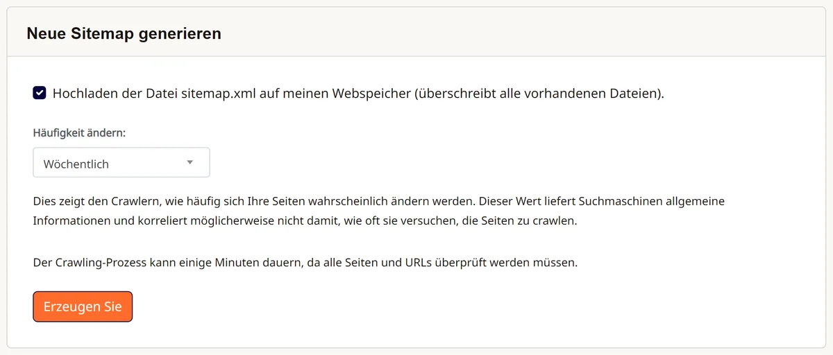 Cpanel: Neue Sitemap generieren