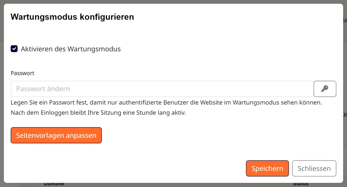 Cpanel: Wartungsmodus konfigurieren mit Passwort