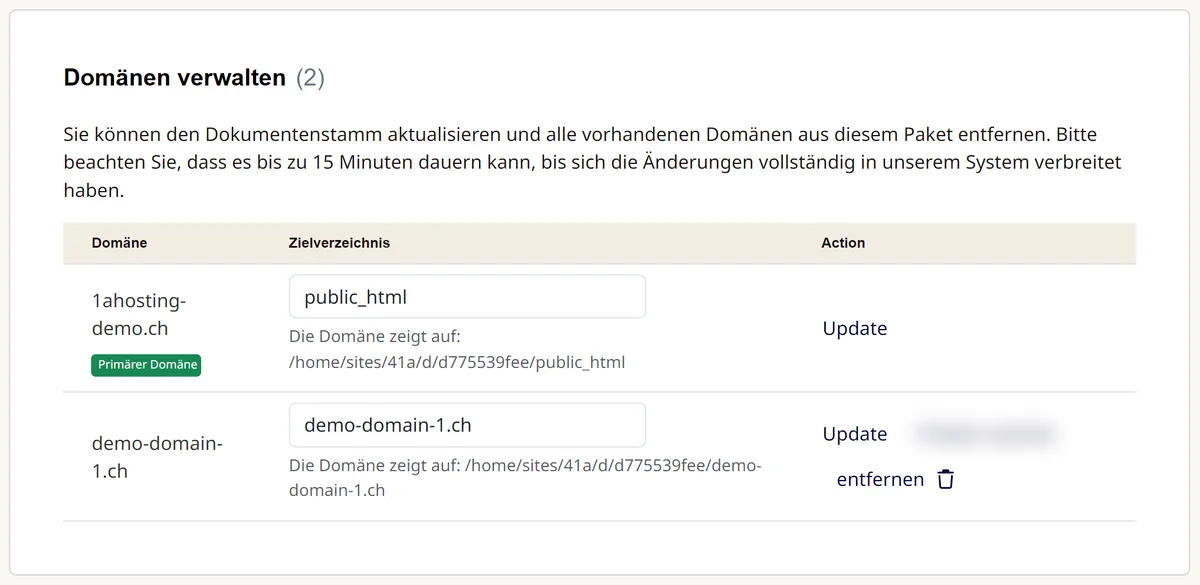 Cpanel: Zielverzeichnis der Domains ändern