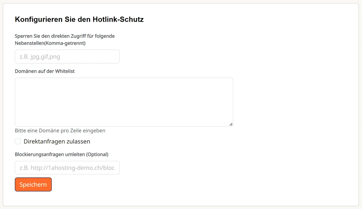 Cpanel: Hotlink-Schutz konfigurieren