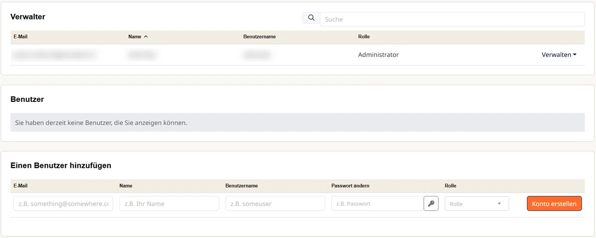Cpanel: WordPress-Benutzer mit Formular «Einen Benutzer hinzufügen»