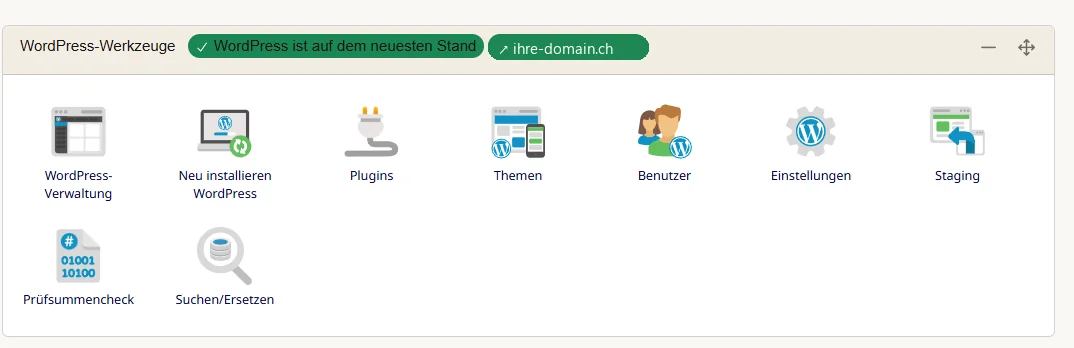 Cpanel: Bereich WordPress-Werkzeuge