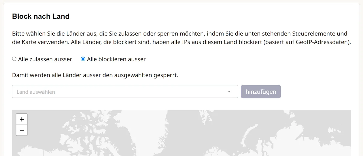 Cpanel: Besucher nach Land sperren